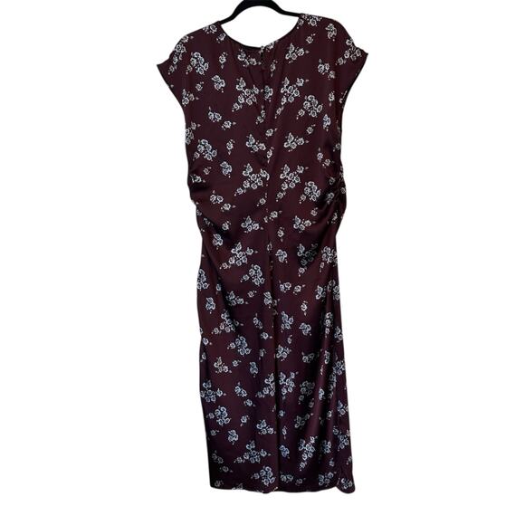 A New Day Dresses & Skirts - A New Day Women’s Short Sleeve Ruched Midi Shift Dress Floral Burgundy Blue NWT